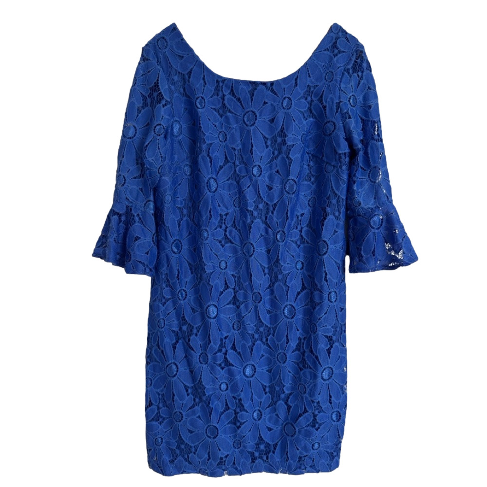Studio One New York Blue Floral Lace Lined Party Dress Size 16